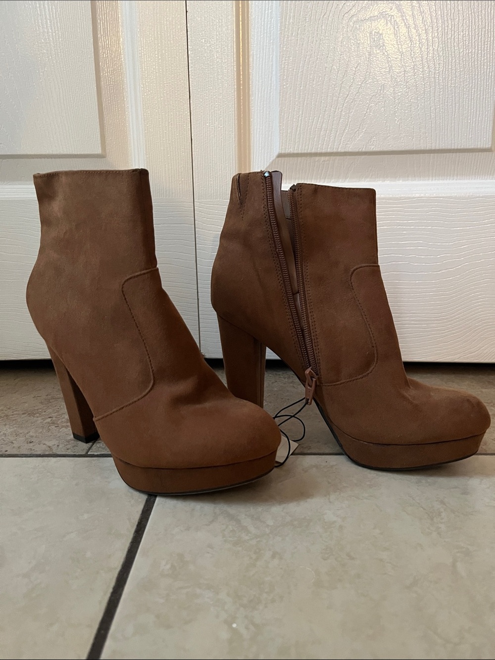 Mossimo Supply Co. Tan Suede Platform Ankle Boots